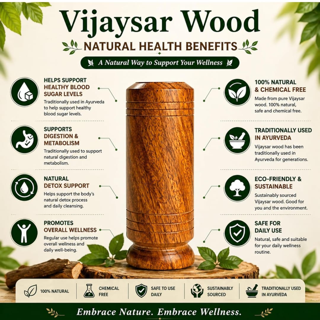 Vijaysar Wood Glass — Natural Sugar Balance, the Ayurvedic Way